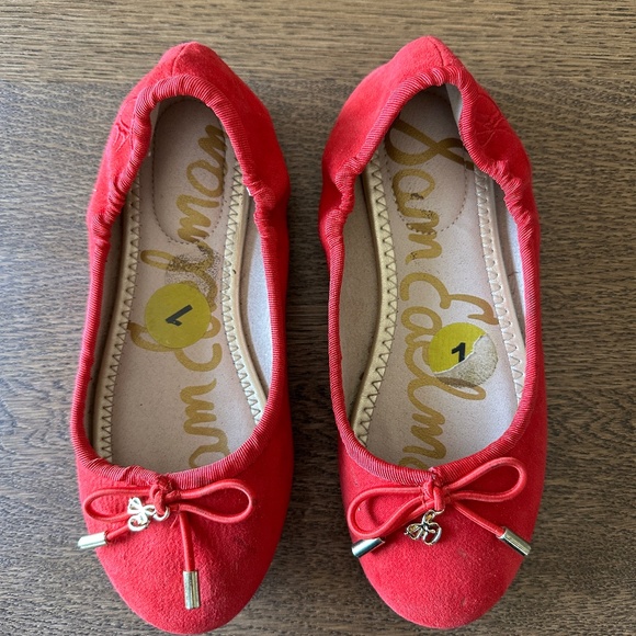 Sam Edelman Suede Ballet Flats RED Size 1 - Picture 1 of 4